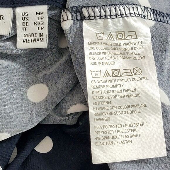 Susan Graver Dress Womens PM MP Blue White Polka Dot Sleeveless Liquid Knit Midi - Picture 12 of 12